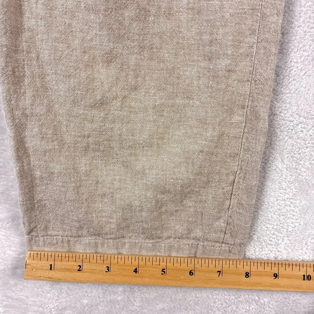 Perry Ellis Pants Mens 34x30 (37x28) Beige Linen Drawstring Beach Summer Preppy